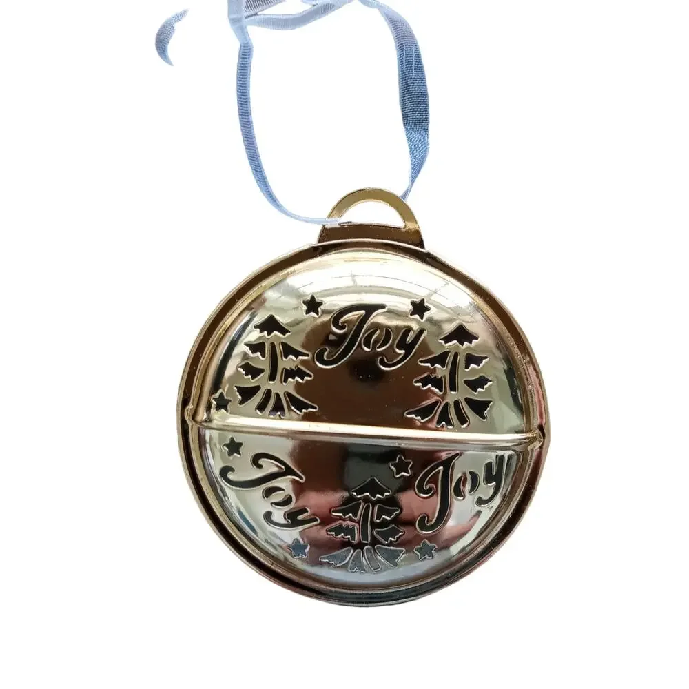 Gold Tone Jingle Bell Ornament Holiday Charm Joy Trees Gift Tag 👶🪇🎅